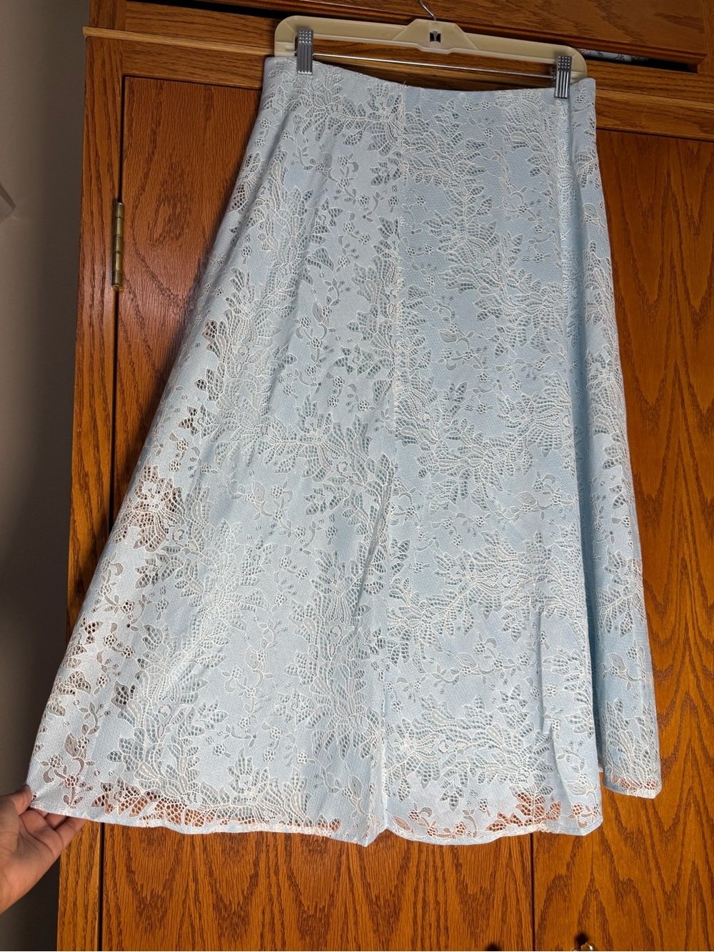 CeCe Pale Blue Lace A-Line Skirt